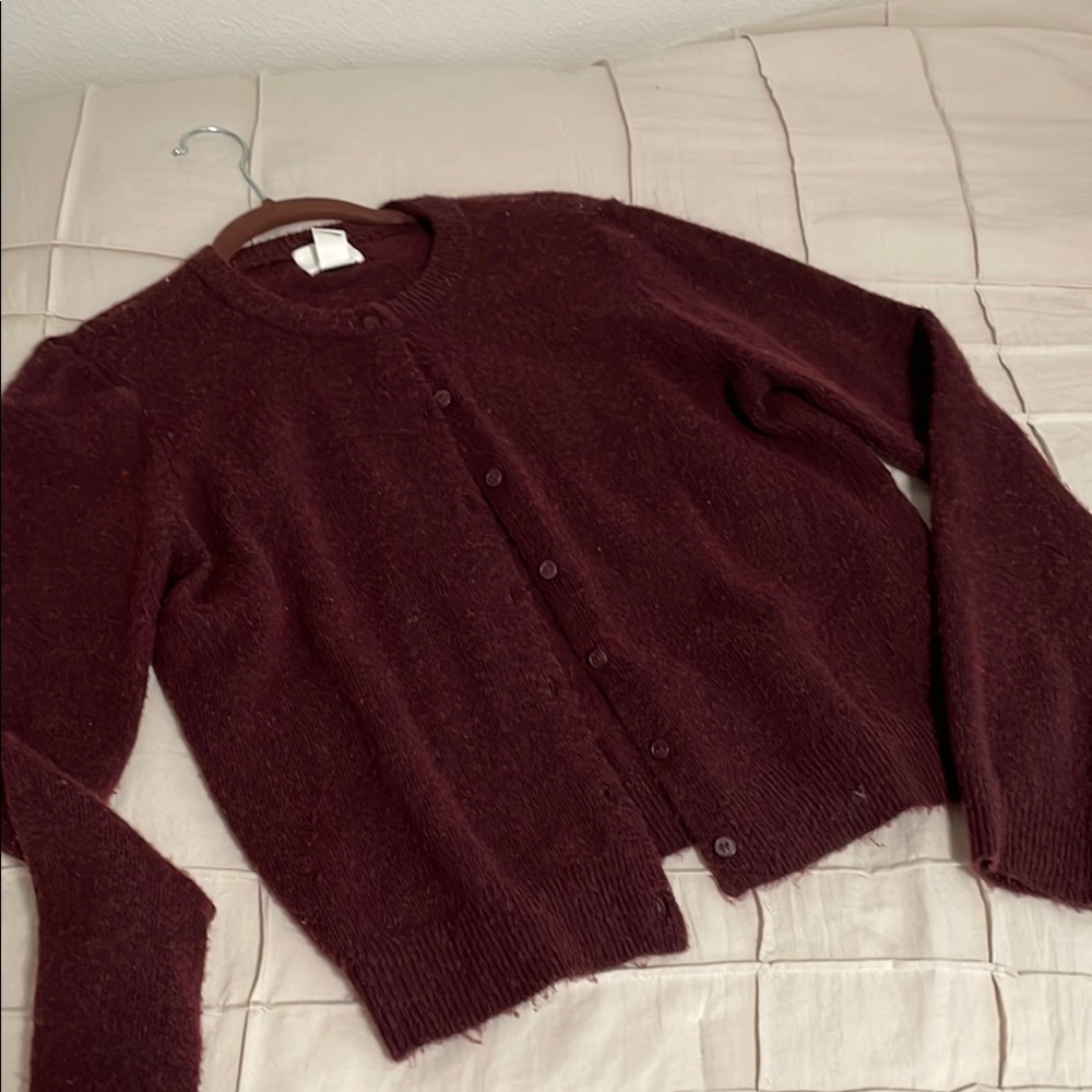 H&M Burgundy Cardigan Sweater